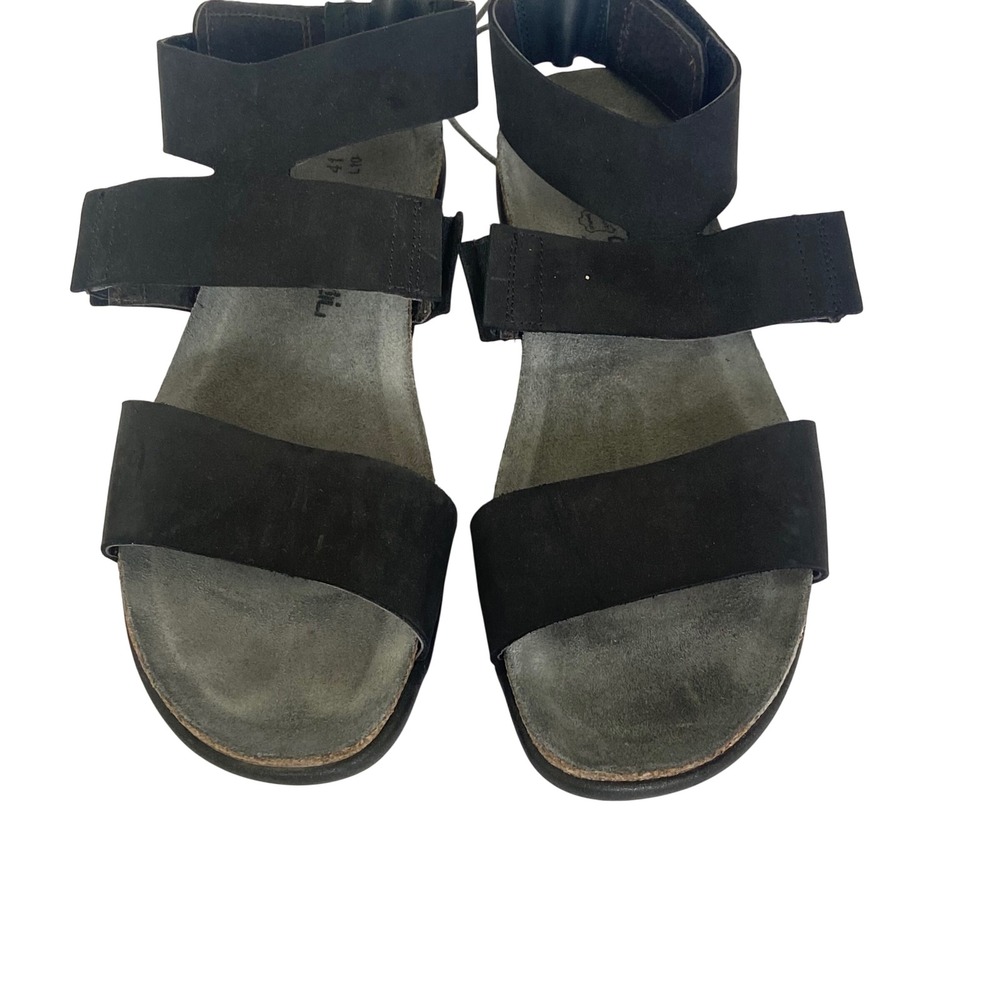 Naot Women Black Larissa Leather Ankle Strap Sandals Made in‎ Israel Size 41 10